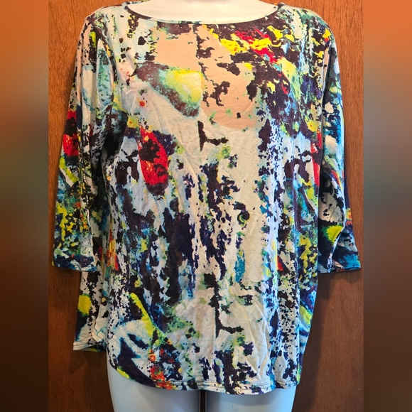 Peck & Peck Watercolor Abstract SUPER CUTE Women's Top SzPXL - Picture 2 of 6